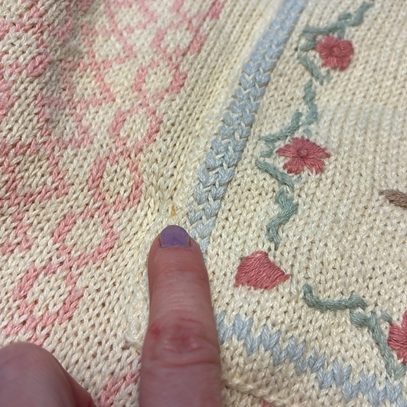 Vtg Eagle’s Eye Sweater Collared Cottagecore Granny Floral Size Large - Picture 4 of 5